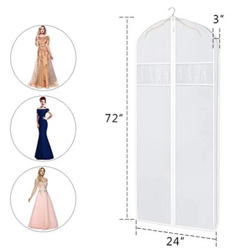 72 Inch Garment Bag Long Dress Cover Storage Wedding Gown Evening Dress Bag